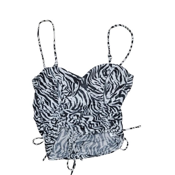 Princess Polly Killarney zebra top crop, cinched spaghetti strap size 4 - Picture 3 of 7